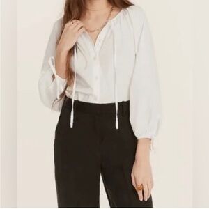 J. Crew Tie-Sleeve Button-Front Cotton Poplin Top
